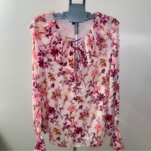 Vntg NWOT Floral  Roaman’s Size 14W long sleeve lined blouse with bell sleeve